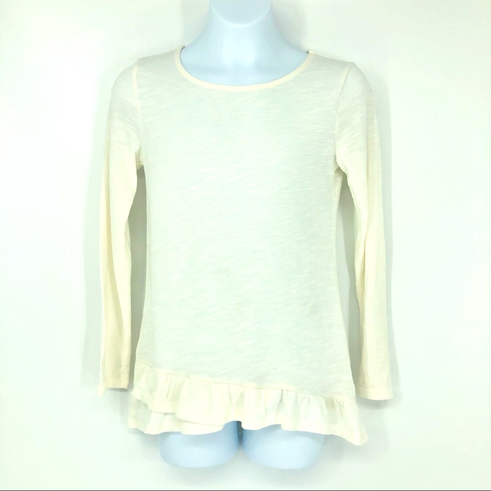 SO Size 10 Off White Cream Super Soft Long Sleeve Asymmetrical Hem Ruffle Tee